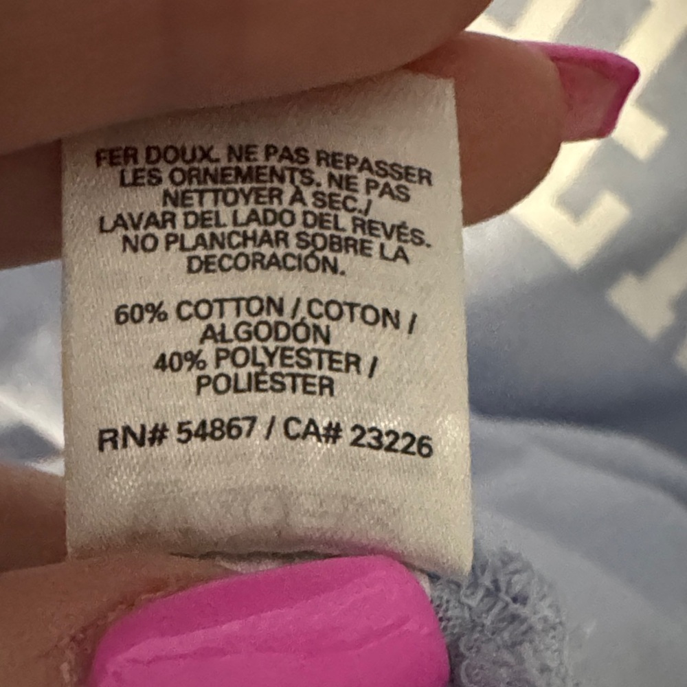 PINK Victoria's Secret Light Blue and Black Pajama Top - Picture 6 of 8